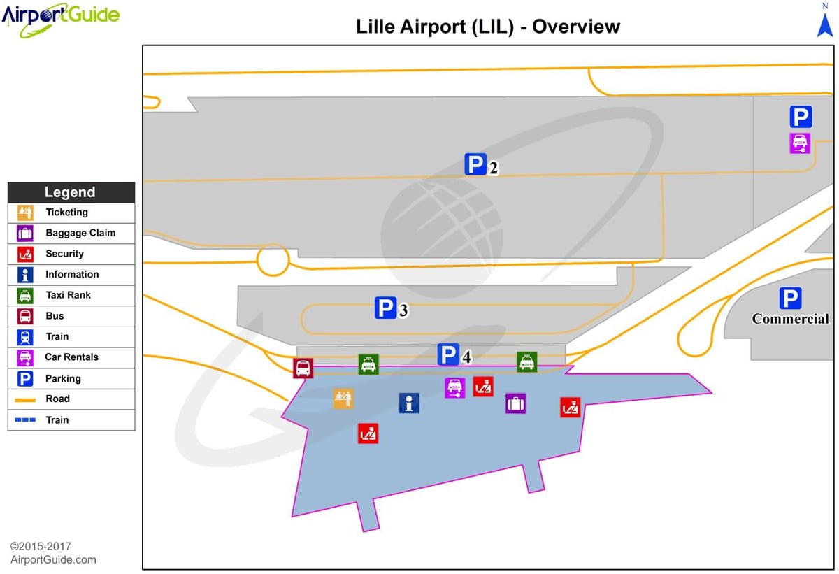 χάρτης της Lille αεροδρόμιο