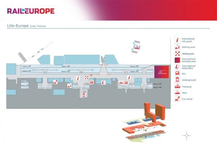 Το σιδηροδρομικό σταθμό Lille europe χάρτης